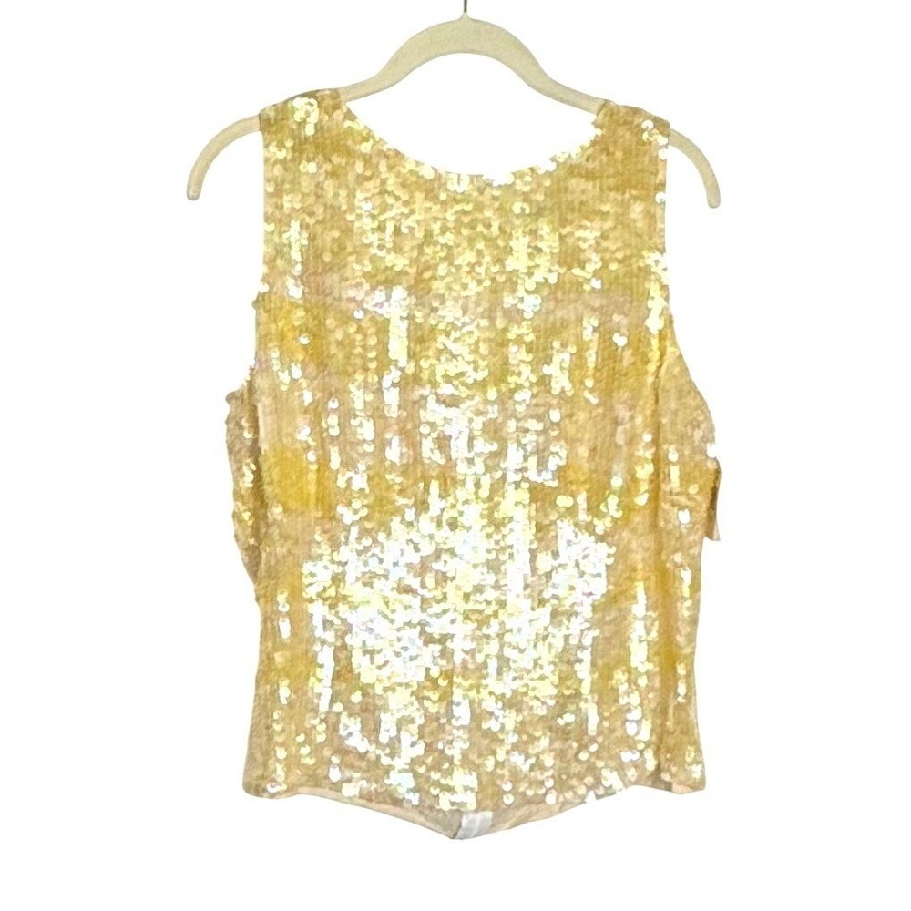 Vintage Rimini by Shaw Gold Sequin Silk Sleeveless Top Size 14 New With Tags